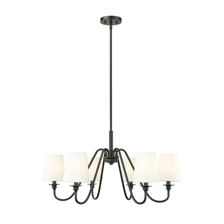 Z-Lite Gianna Chandelier, 6-Light, 32 In.W x 17 In.H, Matte Black/White 7509-6-32MB